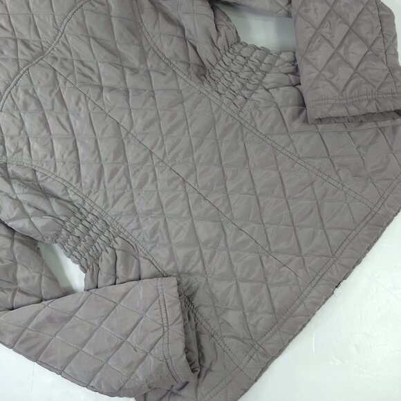 MICHAEL KORS GRAY QUILTED JACKET WOMEN'S SIZE PETITES MEDIUM HOODED ZIP POCKETS - Picture 9 of 16